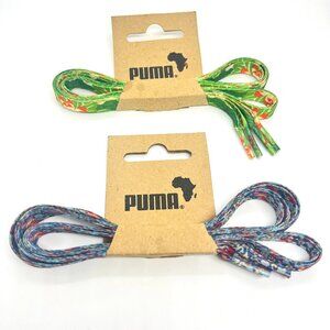 PUMA LACELETS SNEAKER SHOE LACES SET AFRICA GREEN FLOWER BLUE VINES GRAPHIC